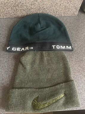 Tommy Gear Dark Green Beanie & Olive Nike Swoosh Cuffed Knit Beanie - 2 Pack